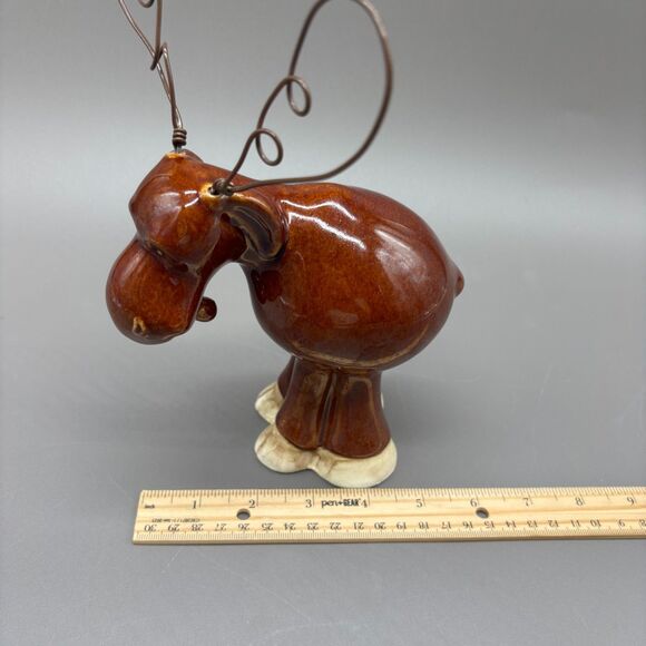 Big Sky Carvers Ceramic Moose Figurine Wire Antlers Whimsical Rustic Lodge 8" - Picture 6 of 7